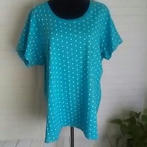 Woman Within 100% Cotton Poland Dot T-shirt